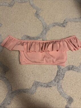 Ruffled Off-the-Shoulder Swim Top